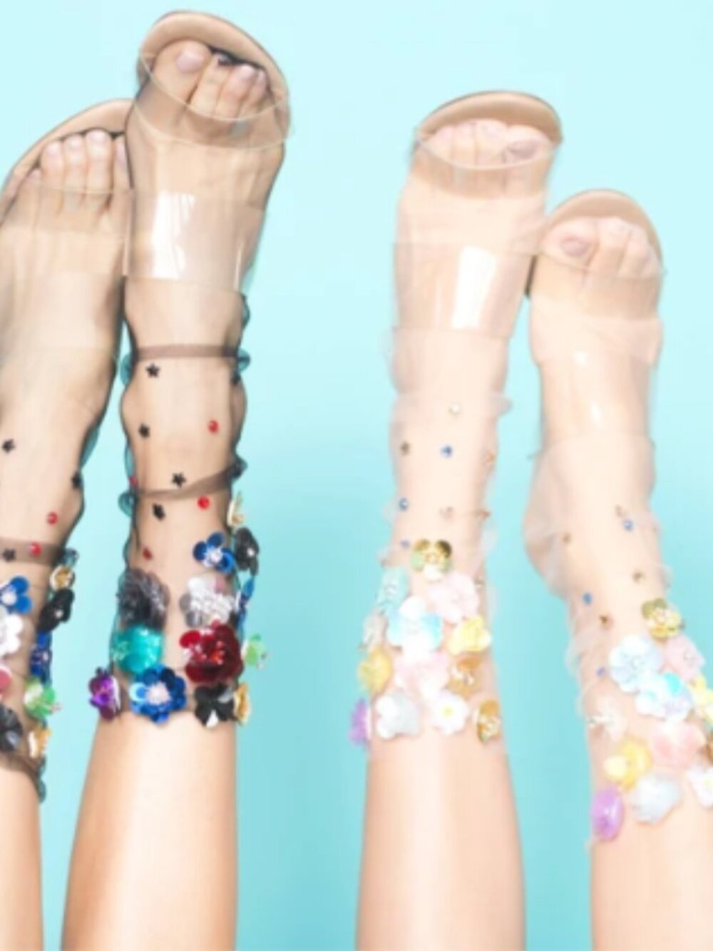 Free People Secret Garden Tulle Socks Floral White BNWT